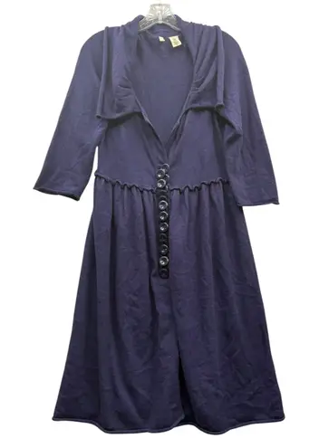 Moth Women's Wool Blend Navy Button Front Knit Cardigan Duster Sweater Dress M Blue Size M