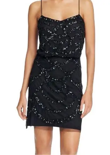 Aidan Mattox Beaded Flapper Cocktail Dress – Black Size 4