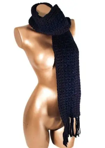 Vintage 2000s Thick Knitted Royal Purple & Dark Blue Scarf Academia