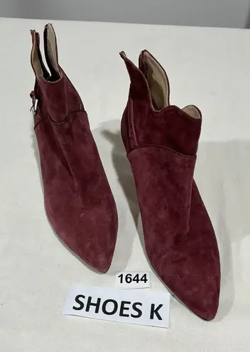 Adrienne Vittadini Woman’s Shaye Mauve Suede Pt Toe Back Zip Heel 8.5 M Bootie