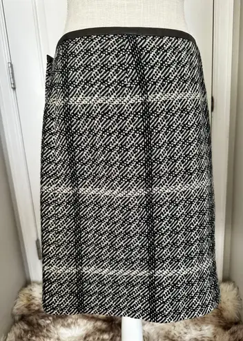 Max Mara Weekend Black & White Wool Blend Mini Snap Button Wrap Skirt Sz 8
