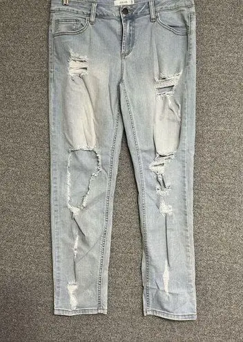 Cello  Jeans Womens 5 Blue Distressed‎ Light Wash Boyfriend