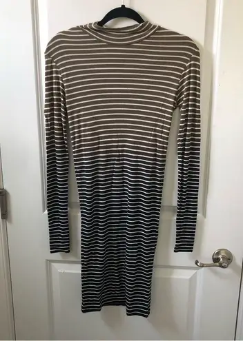 ATM Anthony Thomas Melillo Black Combo Black Stripe Dip Dye Dress Size XS