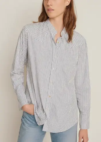 Victoria Tomas French Striped Cotton Button Down Shirt Blouse Size 4 US 36 FR White