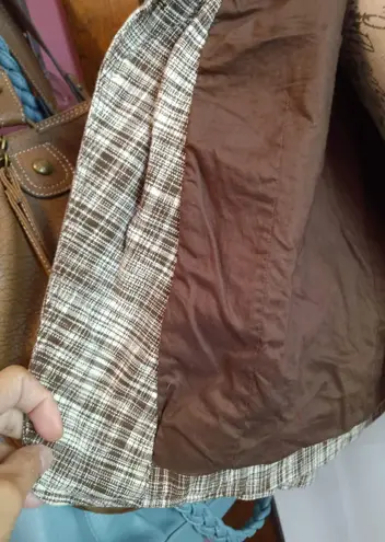 Talbots Graphic Brown Cream Plaid  Blazer 8P