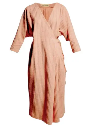 Mara Hoffman Tiffany Dress Pink Organic Cotton Belted Wrap Midi Oversized XS