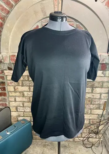 knit top boat neck half sleeve black Size XL