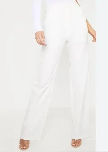 Pretty Little Thing Wide Leg White Dress Pants Trouser NwT Size 8 Tall 30x36