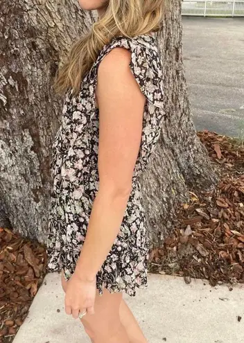 She + Sky Black Floral Playsuit Romper Size L