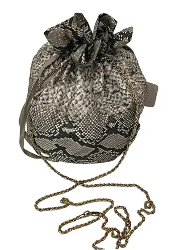 Zimmermann Snakeskin Print Silk Bucket Pouch Bag Drawstring Gold Chain Strap - Image 1