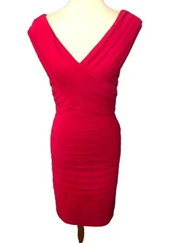 Tadashi Shoji Tadashi Collection Berry Raspberry Flutter Bandage Sweetheart Neck Size M