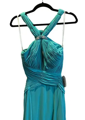 Alyce Paris NWT B’Dazzle by Teal Halter Formal Dress Size 10 Open Back Wedding