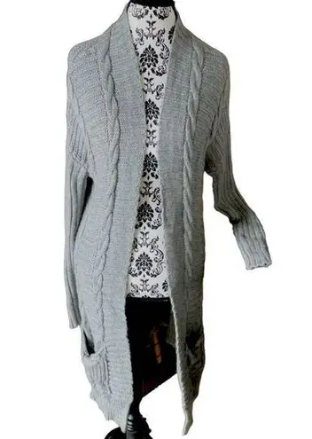 autumn cashmere Grey Mixed Knit Maxi Cardigan Sweater Small