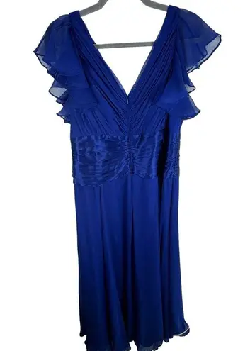 KM Collection By Milla Bell Royal Blue Flutter Sleeve Floor Length Dress Size 16