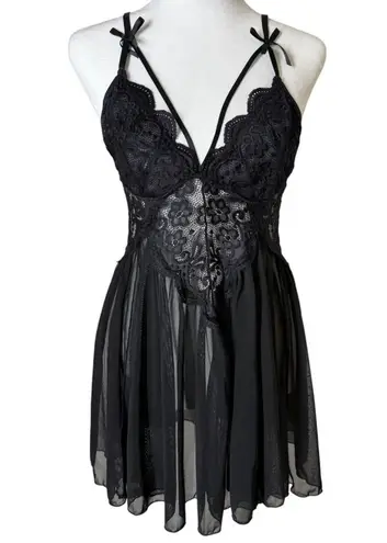 Unbranded Y2k Sheer Babydoll Black Tank Top Sz M Witchy Romantic Fairy Grunge Size M