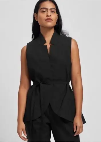 Universal Standard Jenny Black Wool Sleeveless Jacket Vest Tie Belt XS NEW