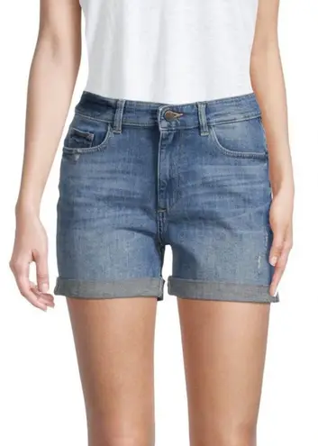 DL1961 Cecilia classic mid rise distressed denim jean shorts