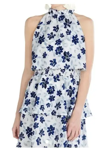 Mud Pie Mud Pie Blue White Floral Pacey Flounce Dress Tiered Women Size Medium NWT