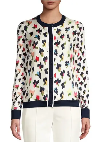 Escada Siora Wool & Silk Floral Cardigan Blue