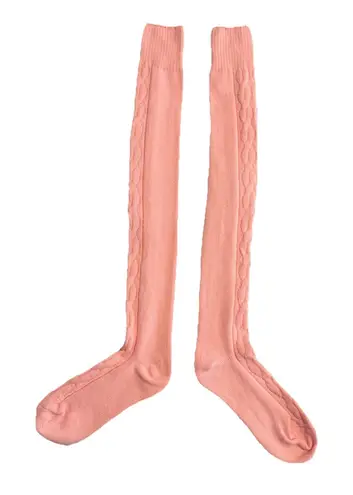 Wrapables Over Knee High Socks Womens One Size Pink Cable Knit Thick Gift NWT