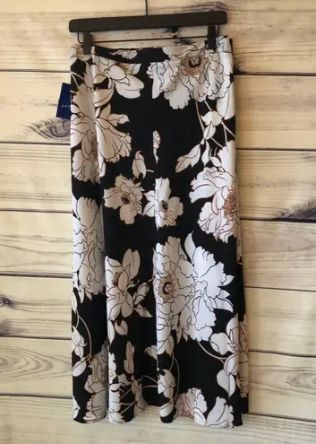 Apt. 9 Black Floral Button Midi Skirt XXL