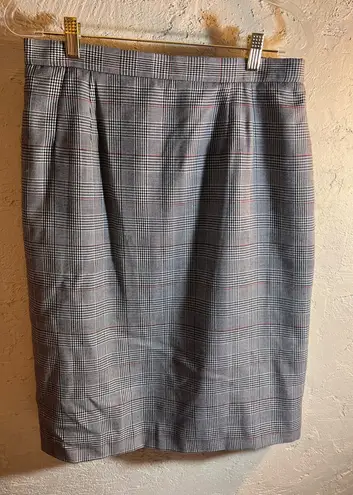 Classic Vintage Black Gray Plaid Pencil Skirt classic lined normcore preppy 12