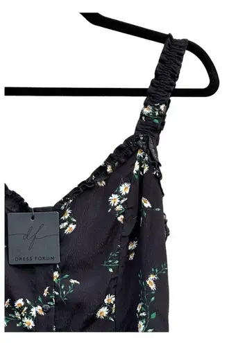 Dress Forum Ditsy Daisy Floral Print Black Tank Romper NWT Medium