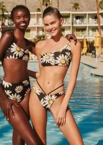 Agua Bendita ππ Egle Moss Bikini Bottoms ~ Black Floral Print Small S NWT