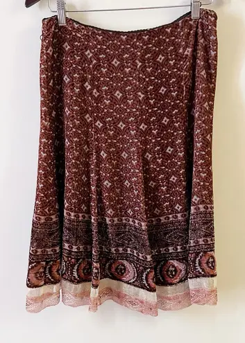 Elie Tahari Mahogany Evita Silk Blend Midi Skirt A-line NEW Lined Size 6 Mosaic