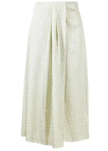 Vince  Stone Dot Draped Midi Maxi Skirt in Celery Sage Cream Size 2 Silk Wrap