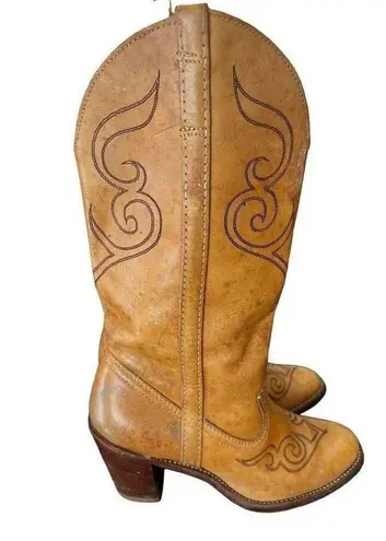 Dingo  Tan Leather Cowboy Western Boots Sz 6 made in USA