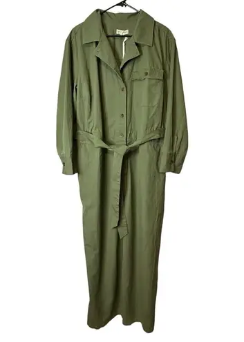 Nili Lotan Target Long Sleeve Olive Green Jumpsuit 1X Plus Coveralls Ultility Green