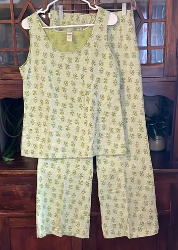 Beeline Fashions Vintage Set Tank Top Pants Bee Print Comfy Casual Size L 14 Green Size L