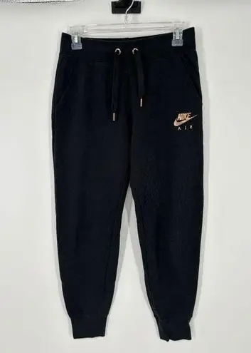 Nike  Air Sweatpants Joggers‎ Black Gold Logo Front And Back Drawstring Size S