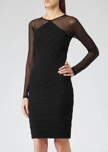 Reiss NWT Calo Mesh Sleeve Stretch Bodycon Black Dress Women's Size 2