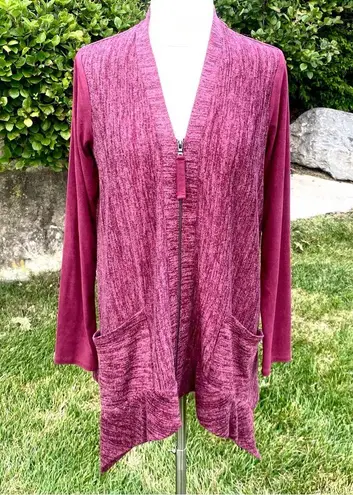 LOGO By Lori Goldstein LOGO Soft Zip Up Pocket Sweater