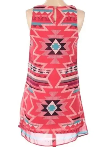 Xhilaration Tribal print red trapeze shift dress size XS