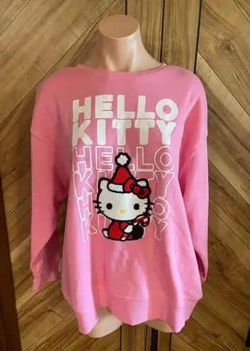 Sanrio Women’s Medium Pink Holiday Hello Kitty Pullover Sweatshirt