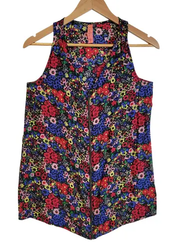 Eight Sixty Vintage Silk Ditzy Floral Top Zipper Summer Vacation Bloomcore Sz S