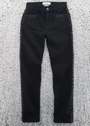 Pistola Beaded Charlie Straight Crop Sz 28 High Rise Black Studded Stretch Jeans