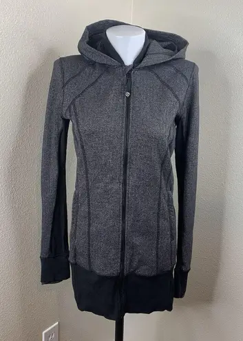 Lululemon Daily Practice Jacket Heathered Herringbone Black Gray Full Zip Sz 8