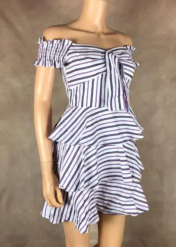 Lucy Paris Cotton Off-the-Shoulder Red/White/Blue Striped Dress NWT SMALL