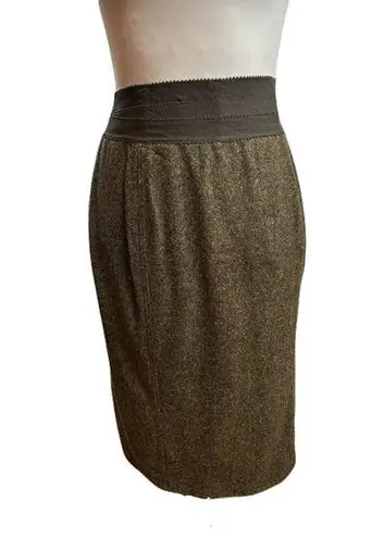 Stella McCartney Tweed Green Wool Blend Pencil Skirt | EU Size 44 | EUC