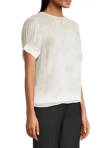 Rebecca Taylor Puff-Sleeve Silk Toile Blouse, Size S New w/Tag Retail $245