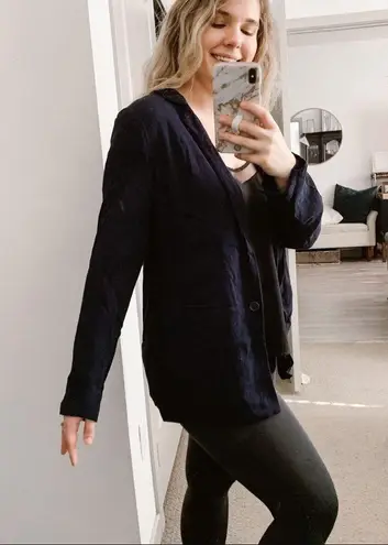 Level Eight Navy Blazer Single Button Minimalist Officewear Work Career Size M Blue Size M