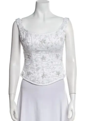 Maggie Sottero Couture White Beaded Corset Top Bridal Wedding Evening Formal Size M