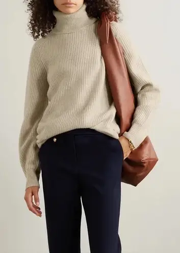 Veronica Beard Avia Oatmeal Cashmere Turtleneck Sweater - Image 1