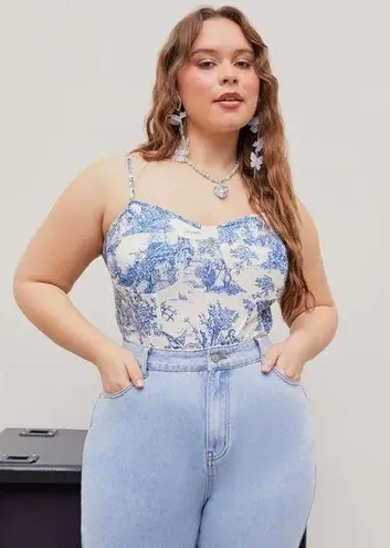 NWT Toile Print Bodysuit Blue Size 4X