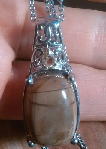 Cherry Creek Brazilian Citrine Platinum Bond Pendant Stainless Steel Necklace