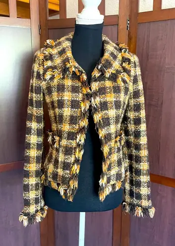 Walter Black and Carmel fringe trim blazer Black Size 8